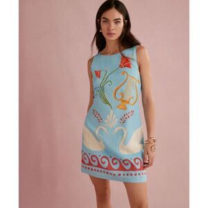 Kitri Marina Blue Cygnus And Lyra Print Mini Dress Sky Blue Size 4 Nwt